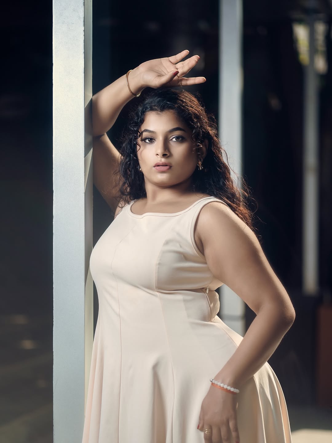 Customer photo 3 of Scoop Neck Retro Style Midi Dress In Off-White