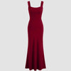 Scoop Neck Backless Bodycon Dress in Burgundy Front View for Women | Littlebox India