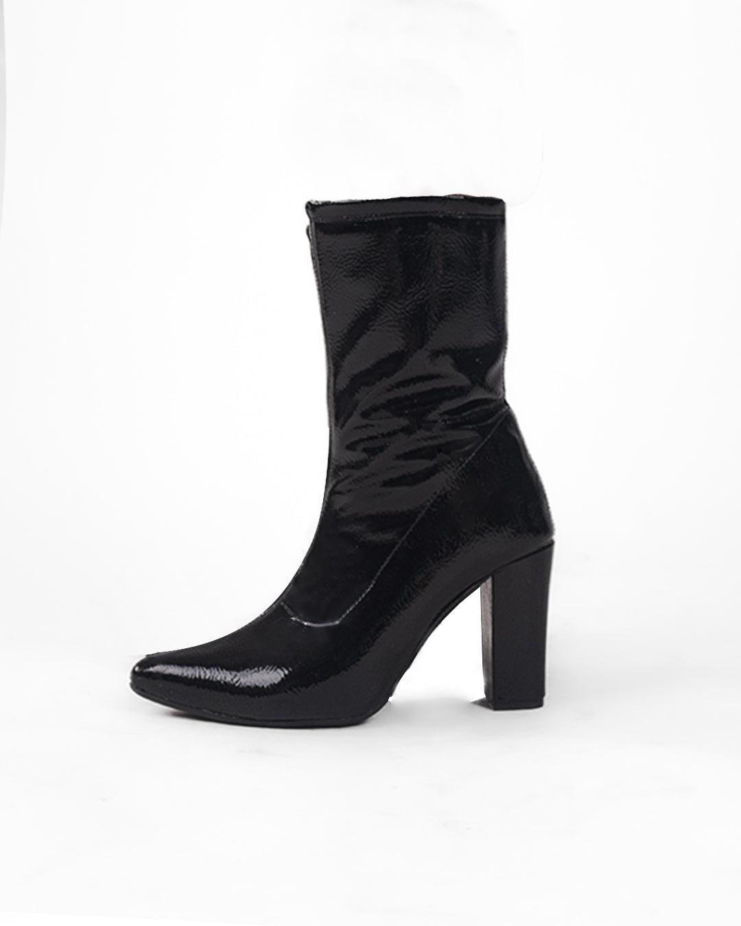 Ankle Boots High Chunky Block Heel Mid Calf Boots