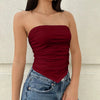 Sleek Fit Strapless Tube Top Burgundy Front View For Women | Littlebox India