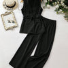 Sleeveless Black Vest & Trouser Co-Ord Front View For Women | Littlebox India