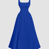 Sleeveless Bow Front Flared Maxi Dress in Surf Front View for Women | Littlebox India