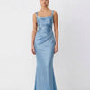 Sleeveless Fitted Maxi Dress in Baby Blue Front View for Women | Littlebox India