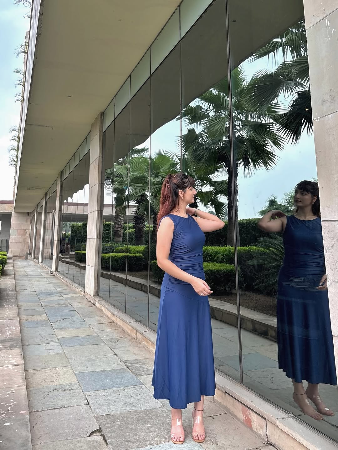 Customer photo 3 of Sleeveless Maxi Dress with Flared Hem in Dark Navy Blue