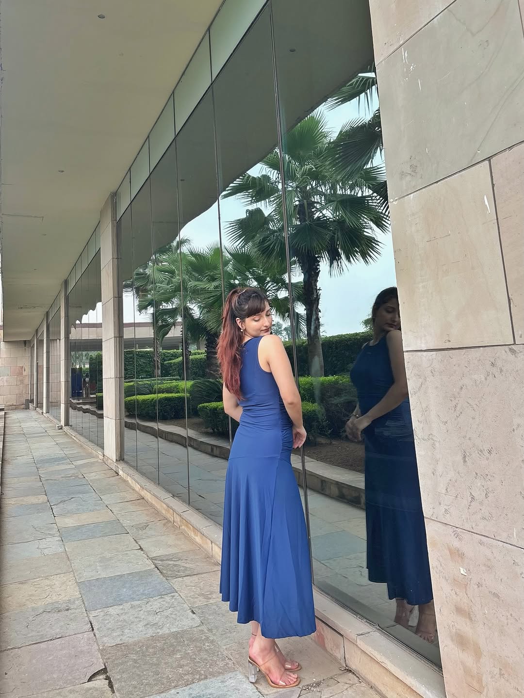 Customer photo 2 of Sleeveless Maxi Dress with Flared Hem in Dark Navy Blue