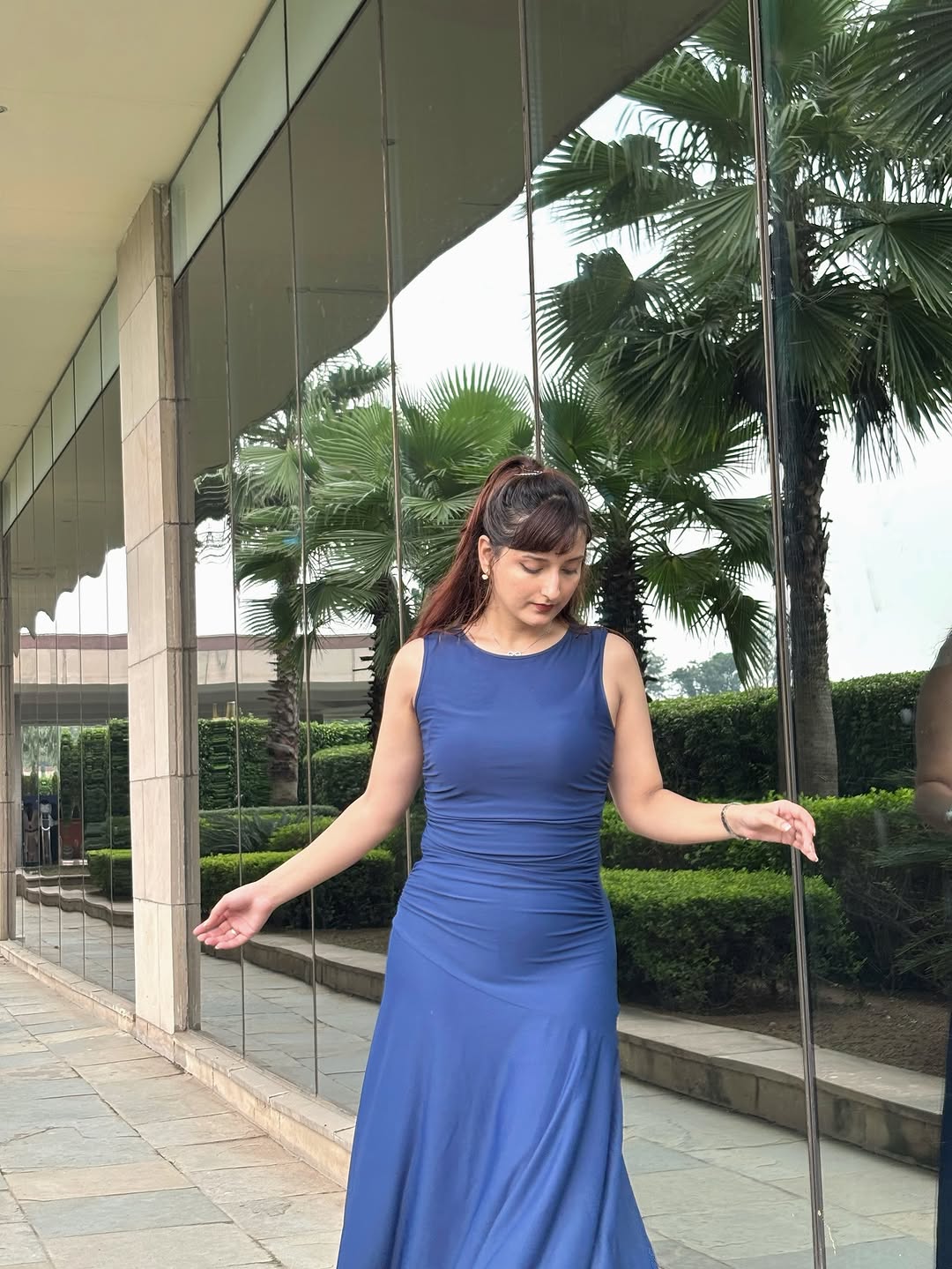 Customer photo 1 of Sleeveless Maxi Dress with Flared Hem in Dark Navy Blue