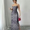 Sleeveless Printed Long Bodycon Dress Front View for Women | Littlebox India