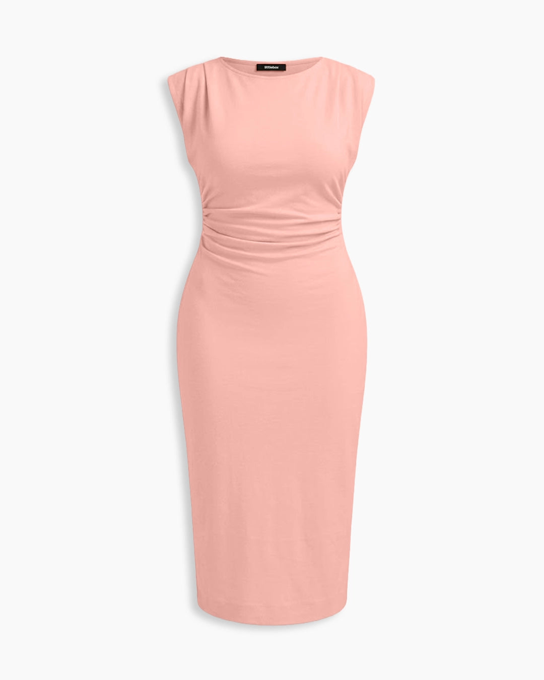 Sleeveless Ruched Bodycon Midi Dress Curve and Plus in Dusty Pink- Littlebox India