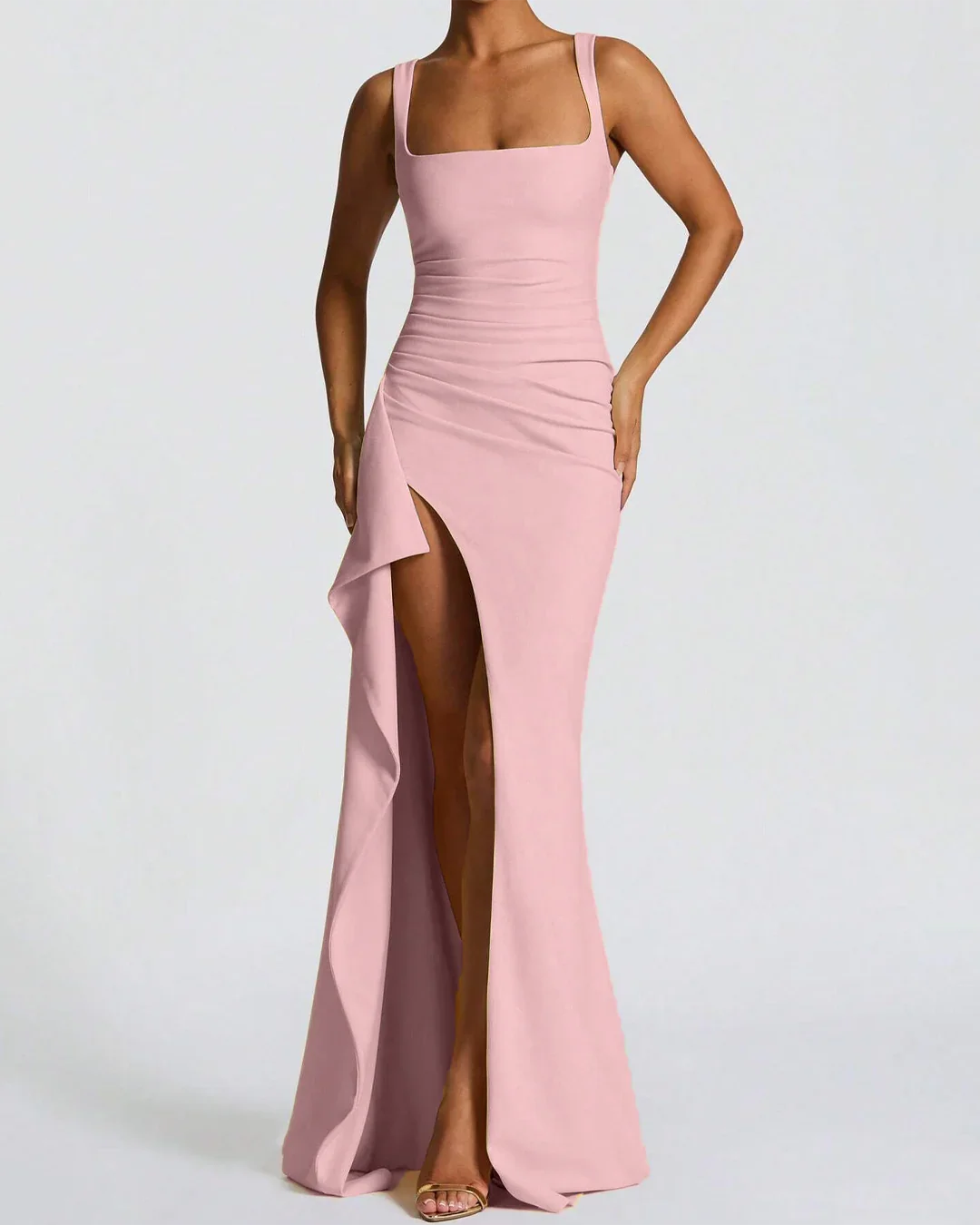Sleeveless Slit Maxi Dress in Dusty Pink