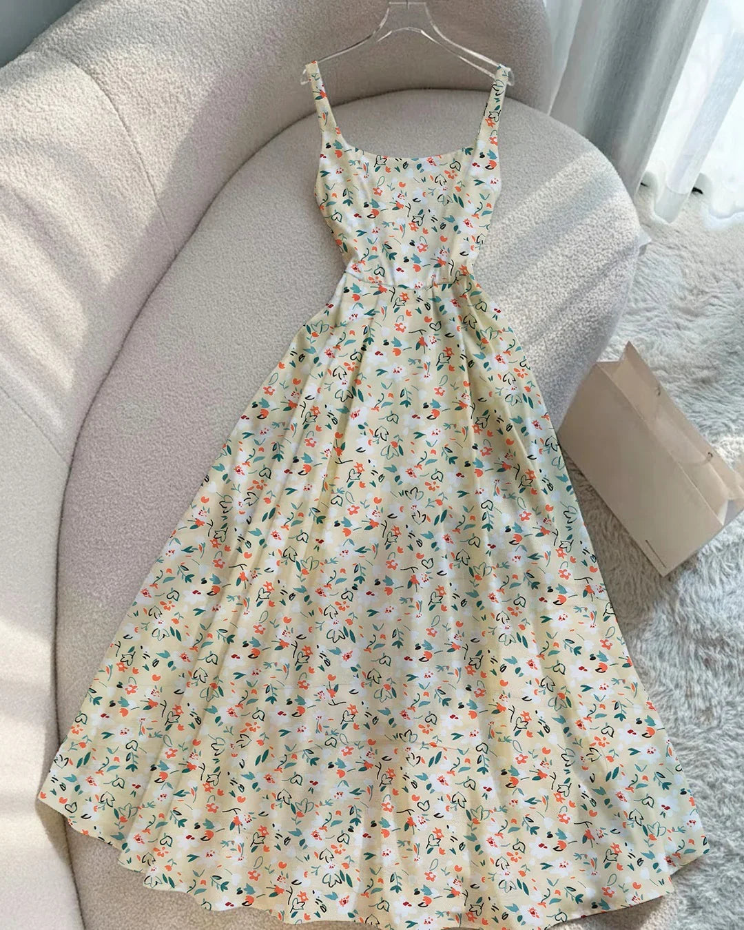 fit and flare floral summer dress Unique Vintage Blue Summer Sloth Print Fit & Flare Dress main image 1