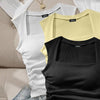 Sleeveless Square Neck Tops Combo in White, Black and Vanilla Front View for Women | Littlebox India