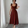 Sleeveless Tie-Up Bow A-Line Dress in Maroon Front View for Women | Littlebox India