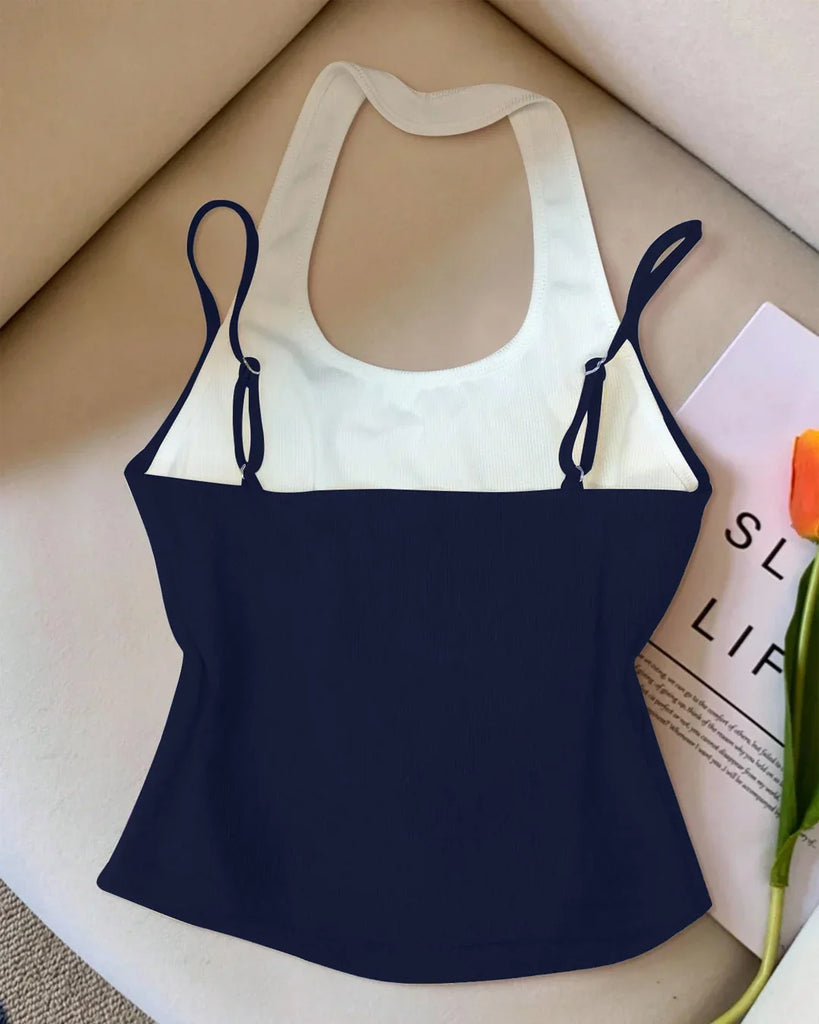 Navy Blue Slim-Fit Sleeveless Tank Top – Littlebox India