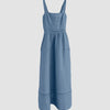 Smocked Back Strap Midi Dress in French Blue Front View for Women | Littlebox India
