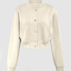 Solid bomber jacket for women, featuring a sleek design and a stylish off-white color