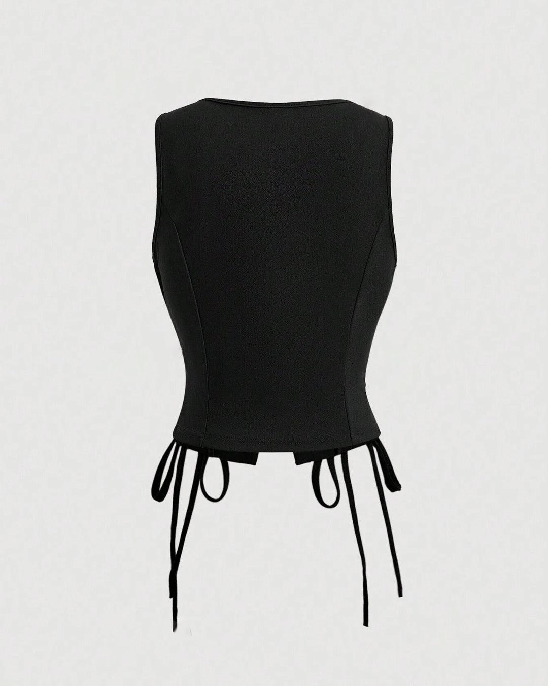 Black Side Strap Crop Tank Top In Black - Littlebox India