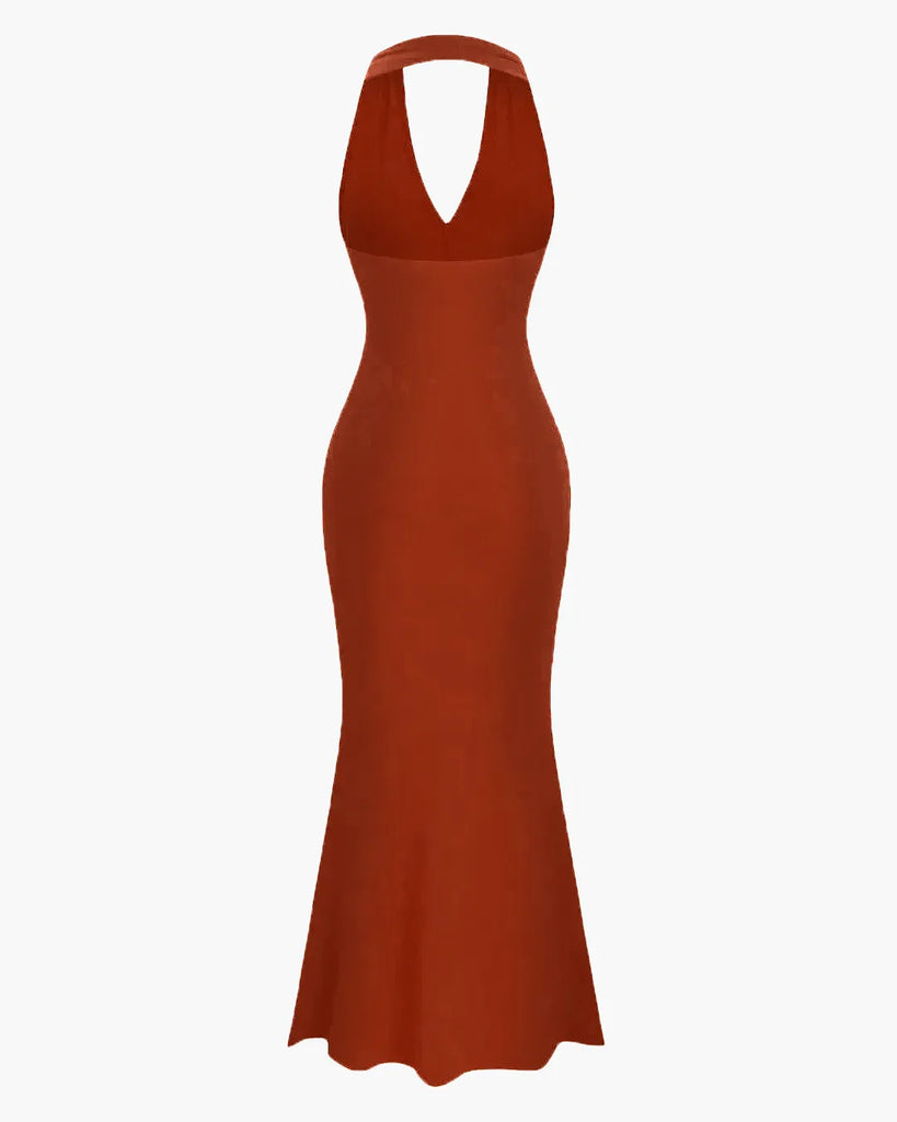 Mermaid Solid Color Solid Color Halter Backless Mermaid Dress - Littlebox India