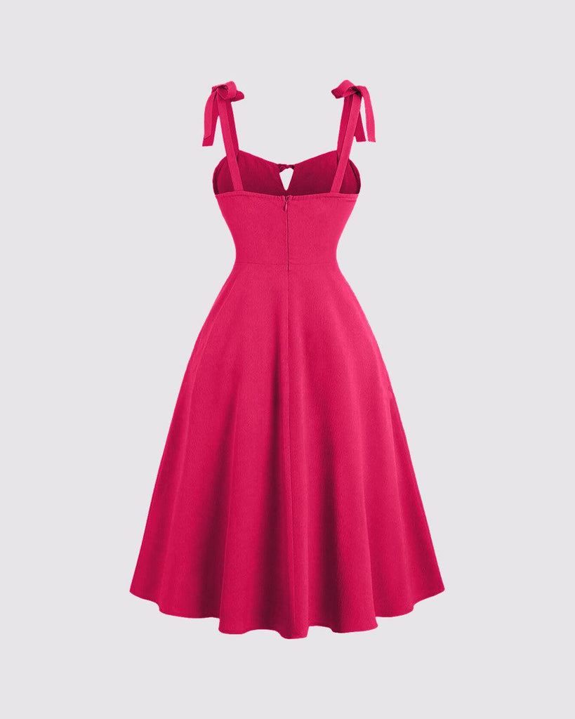 Solid Color Lace Up Backless Cinching Waist Cami Dress In Pink Solid Color Lace Up Backless Cinching Waist Cami Dress In Pink