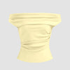 Solid Color Off-Shoulder Ruched Vanilla Top