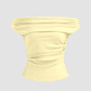Solid Color Off-Shoulder Crop Top in Yellow Front View for Women | Littlebox India