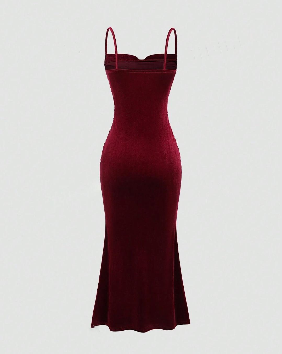 red strappy lace velvet insert bodycon dress Red Ruffle Mini Dress Blush