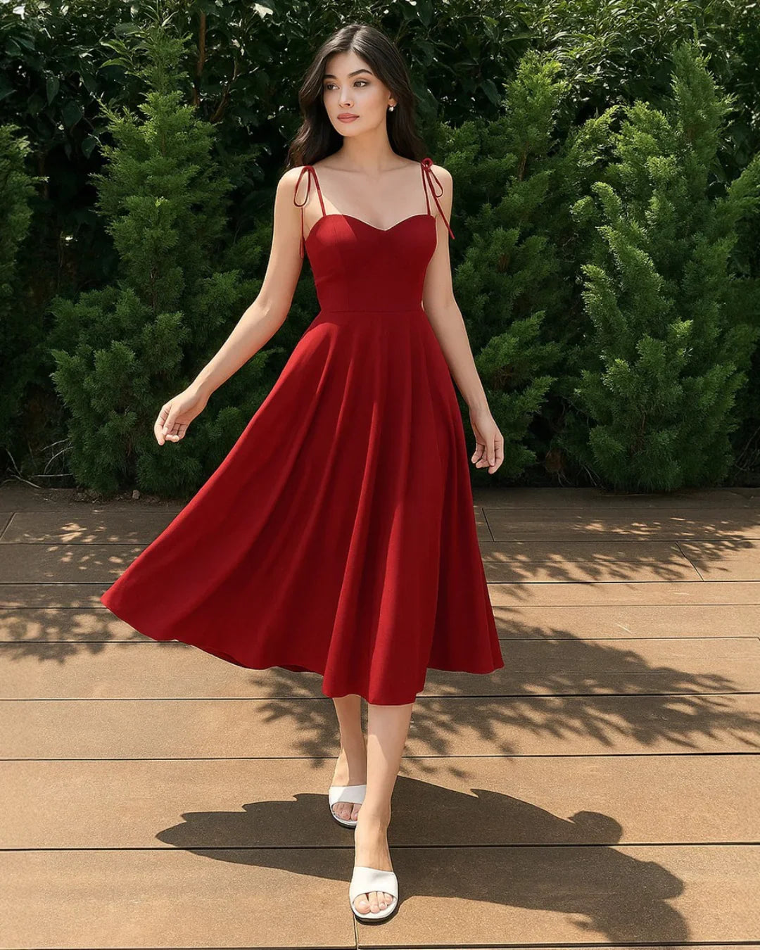Solid Cup Detail Cami Dress In Red - Littlebox India Solid Cup Detail Cami Dress In Red - Littlebox India