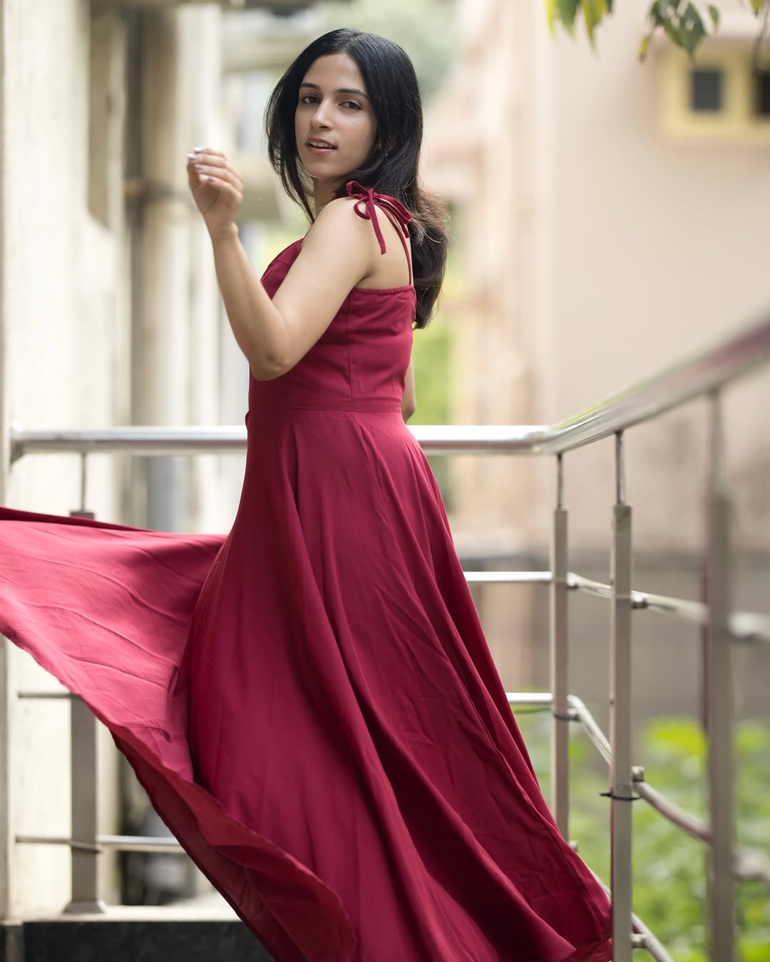 Customer photo 2 of Solid Cup Detail Cami Dress In Red