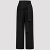 Solid Knot Asymmetrical Trousers In Black Front View for Women | Littlebox India
