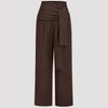 Solid Knot Asymmetrical Trousers In Coco Brown Front View for Women | Littlebox India
