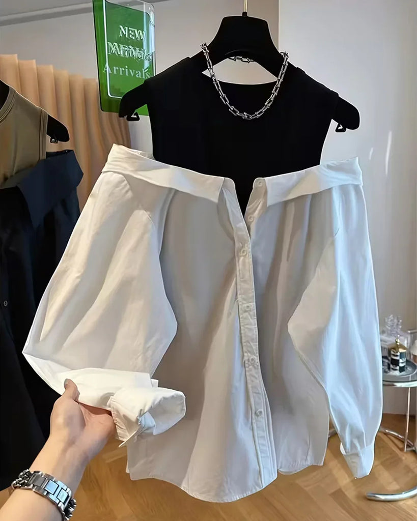 Solid Round Neck Womens Top in White - Littlebox India