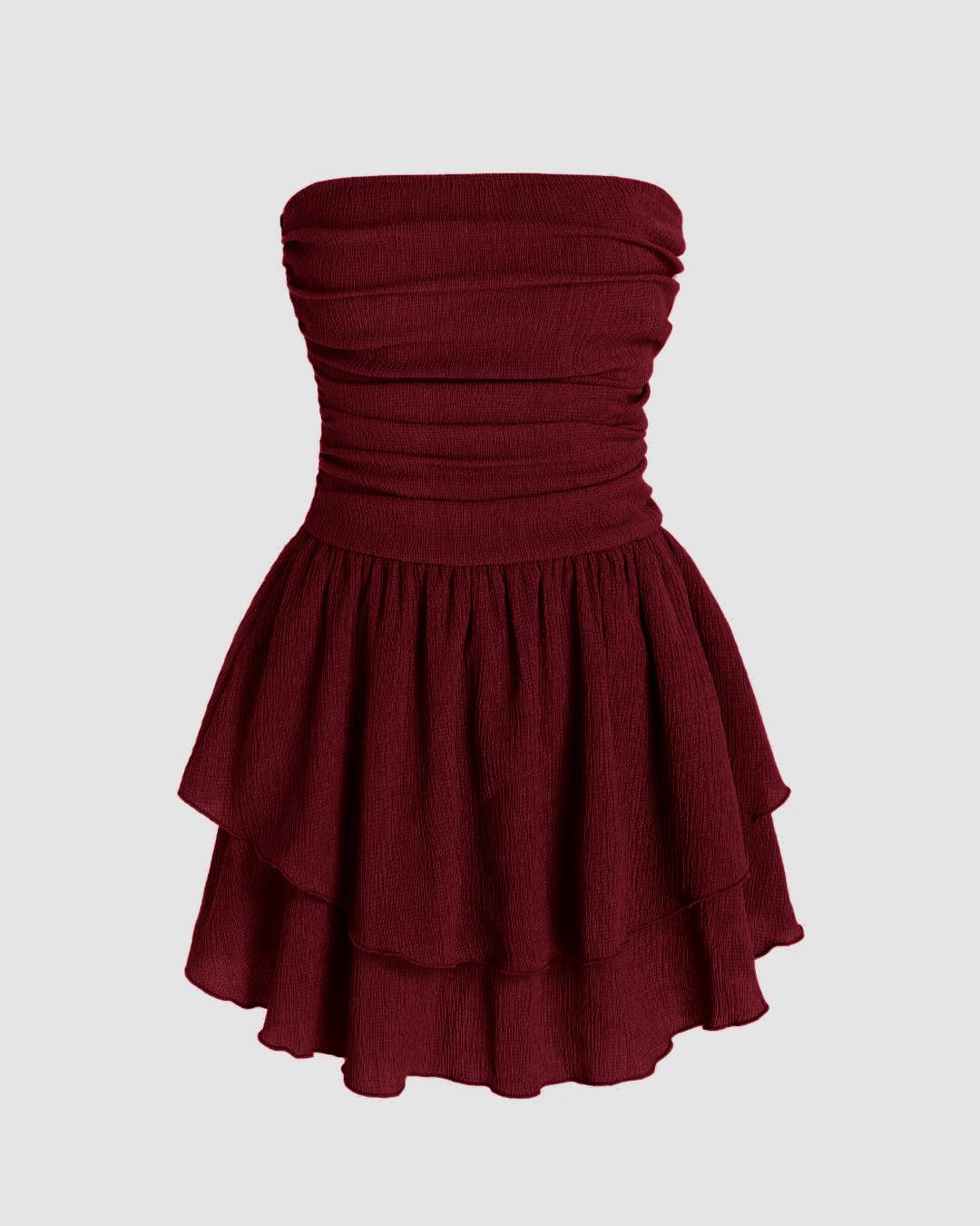 burgundy tube mini dress Seraphine Padded Tube Mini Dress in Pinot Noir