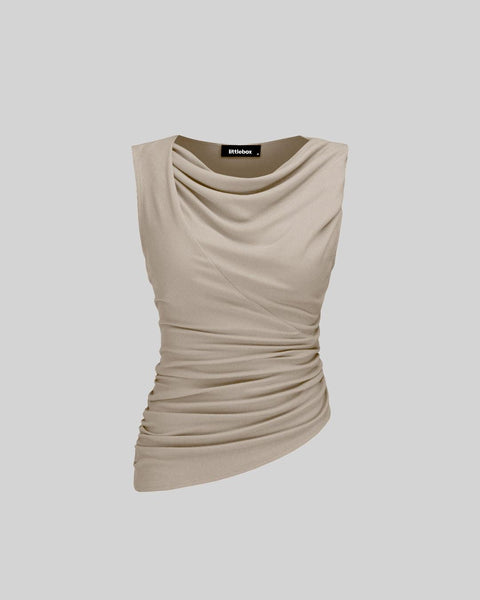 apricoat sleeveless crop top for women with a stylish ruched neck, ideal for versatile wardrobe styling