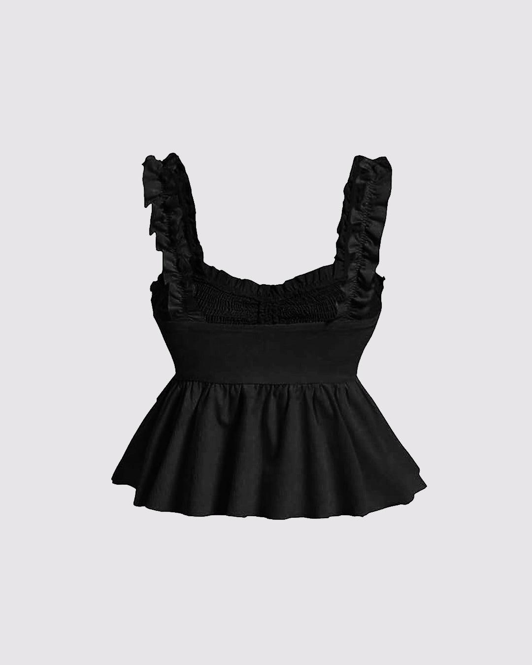 Solid Ruffle Front Tie Bow Crop Top – Littlebox India