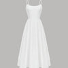 Spaghetti Strap Fit & Flare Sleeveless Midi Dress in White Front View for Women | Littlebox India