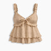 Spaghetti Strap Ruffle Hem Lace Camisole Top Front View for Women | Littlebox India