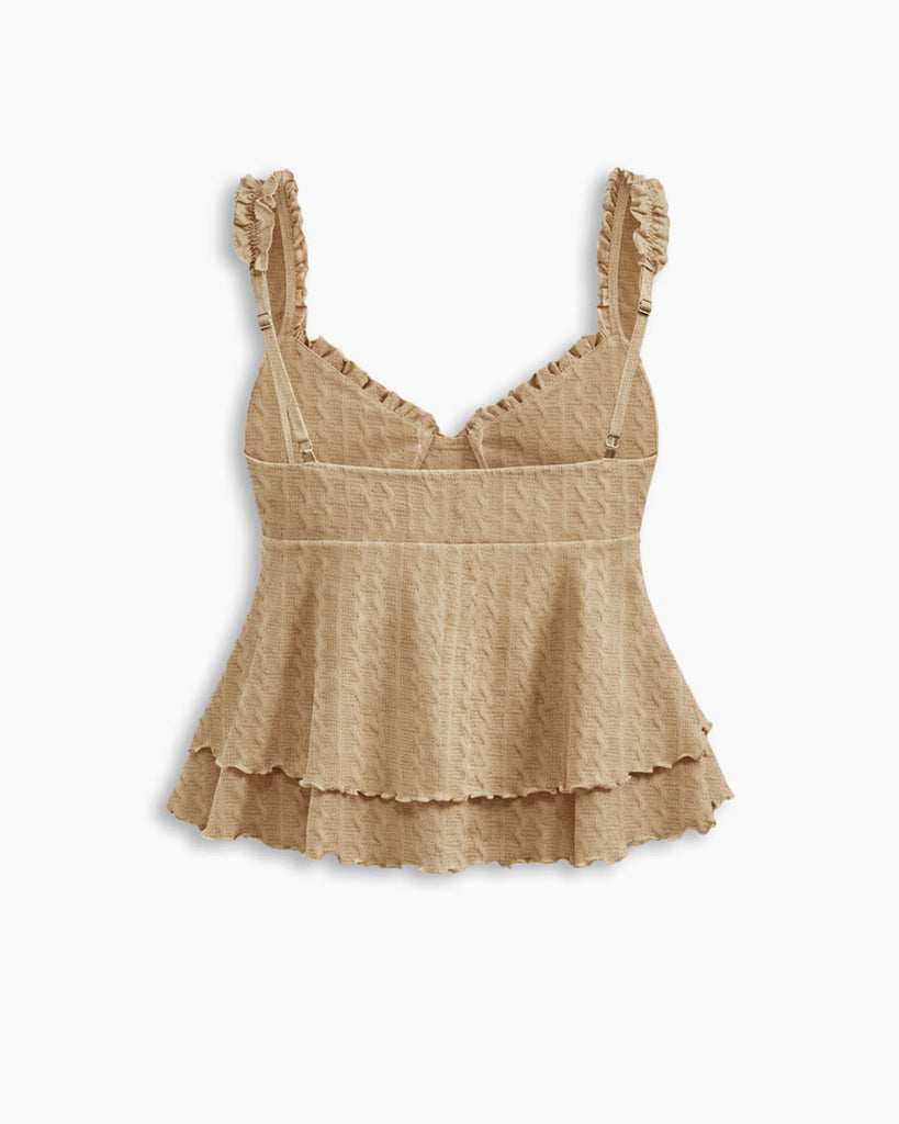 Spaghetti Strap Ruffle Hem Lace Camisole Top- Littlebox India