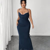 Spaghetti Strap Slit Drawstring Bodycon Dress Curve & Plus in Pageant Blue 