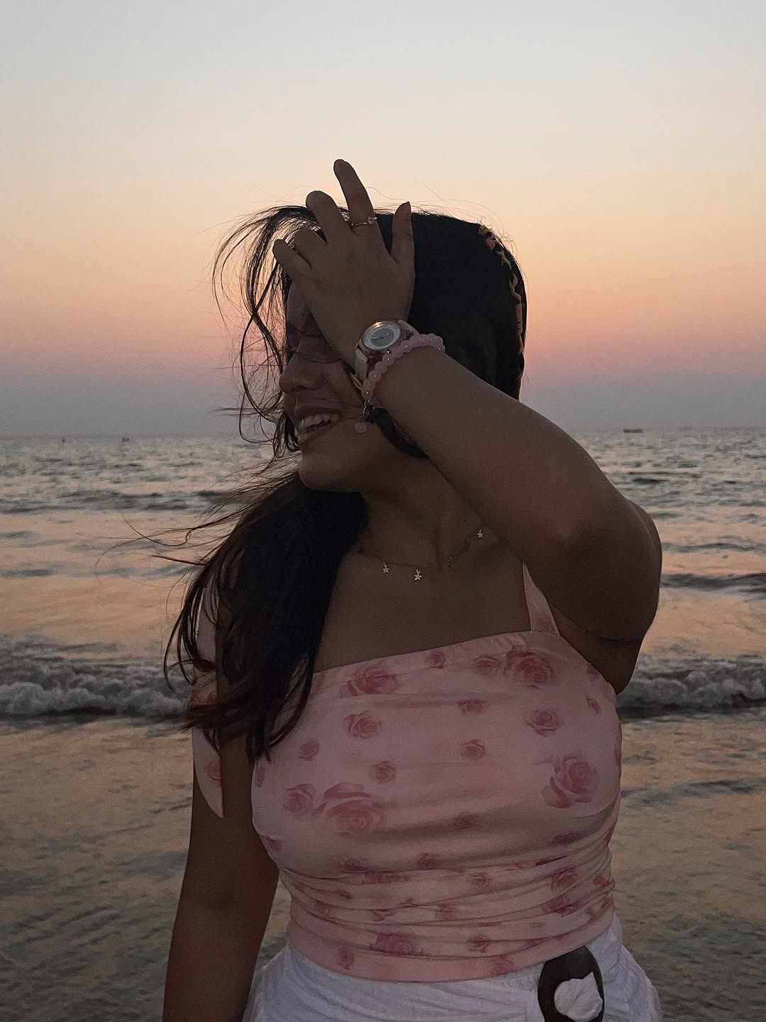 Customer photo 1 of Square Neck Floral Tie Strap Sleeveless Crop Top in Pink