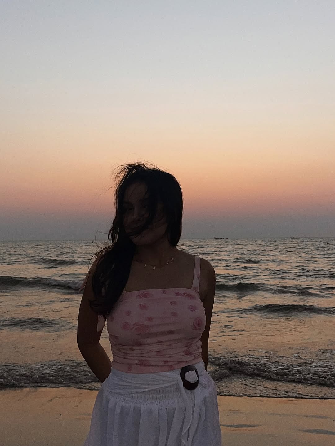 Customer photo 2 of Square Neck Floral Tie Strap Sleeveless Crop Top in Pink