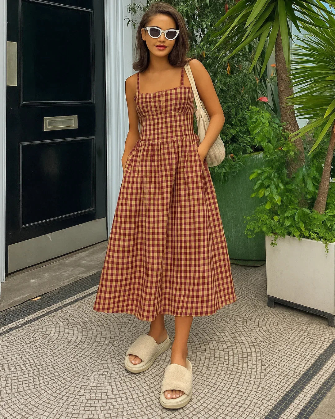 Formal Attire Fitted Gingham Midi Dress Square Neck Gingham Maxi Dress In Red Littlebox India Formal Attire Fitted Gingham Midi Dress Square Neck Gingham Maxi Dress In Red Littlebox India