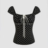 Square Neck Polka Dot Knotted Short Sleeve Top Front View for Women | Littlebox India