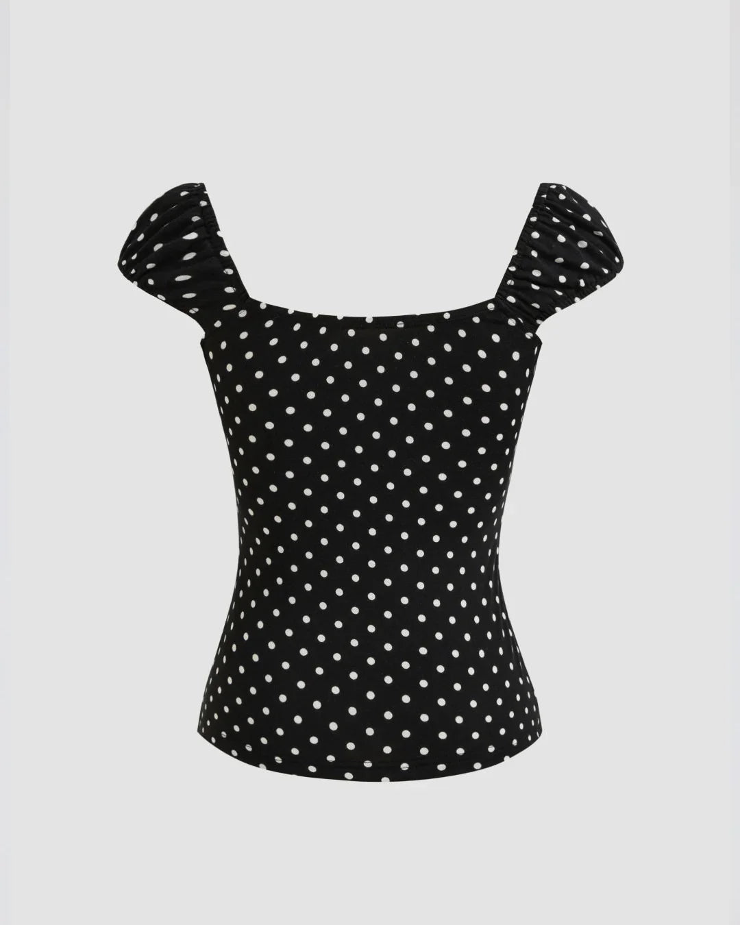 Square Neck Polka Dot Knotted Short Sleeve Top- Littlebox India