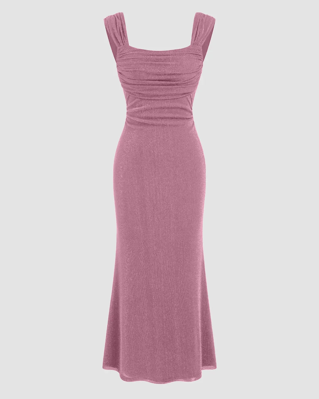strapless open back dress Square Neck Ruched Mermaid Maxi Dress Pink