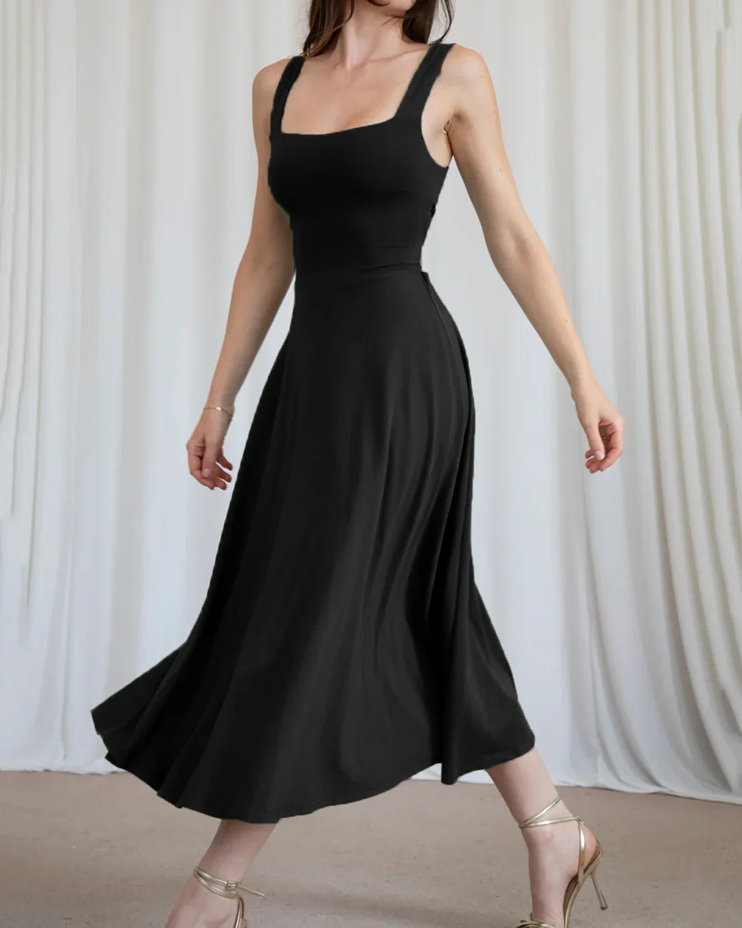 Sleeveless Fit & Flare Midi Dress in Black - Littlebox India Sleeveless Fit & Flare Midi Dress in Black - Littlebox India