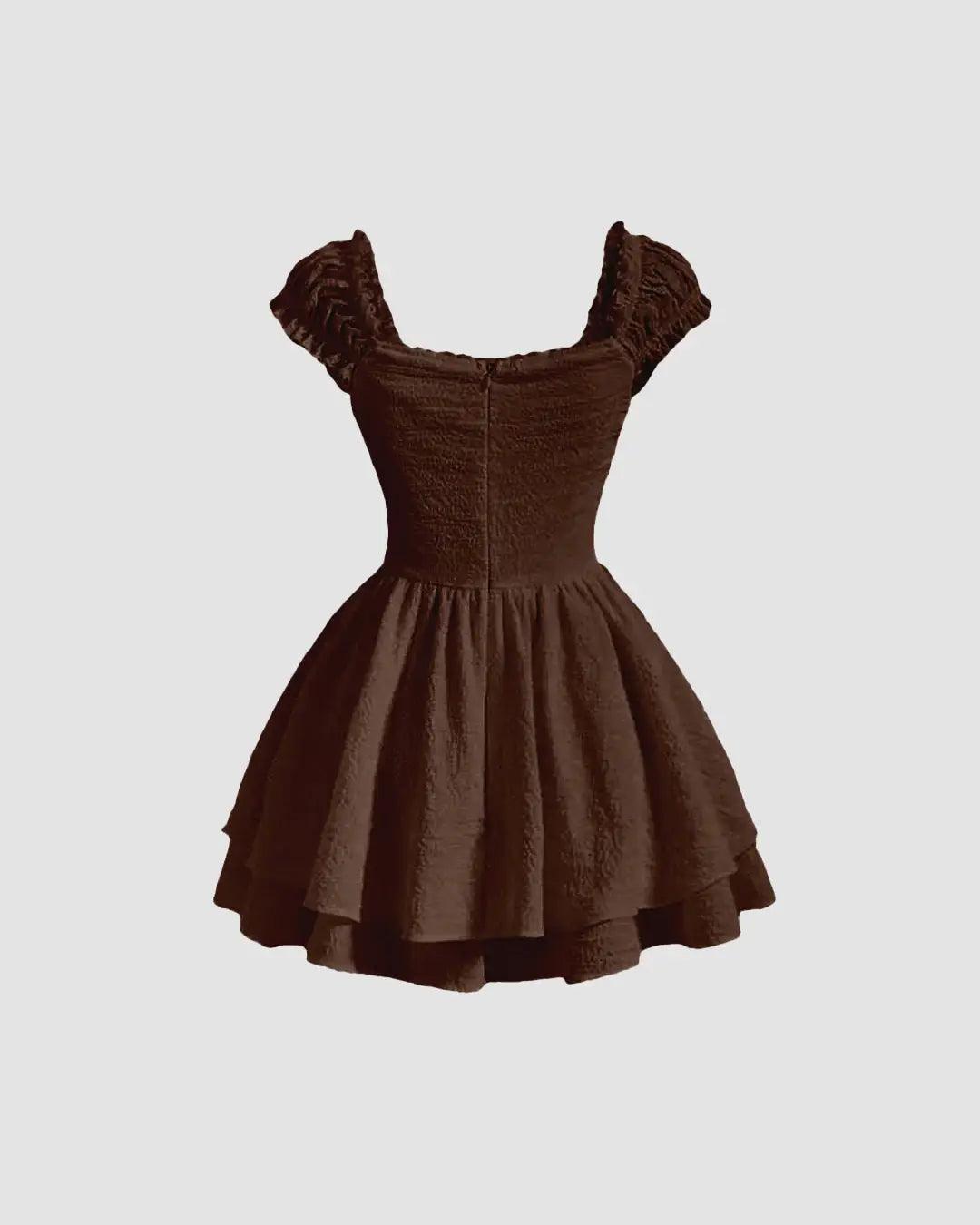 short dark brown dress Dalma Brown Mini Dress - US 16