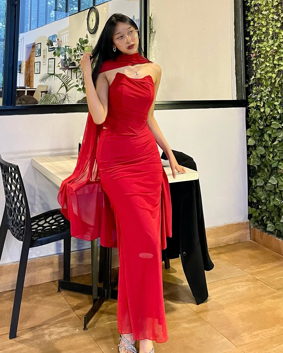 Customer photo 3 of Strapless Corset Top & Stretch Mermaid Skirt In Red