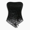 Strapless Fitted Asymmetric Hem Floral Print Sleeveless Crop Top in Classic Black Front View for Women | Littlebox India