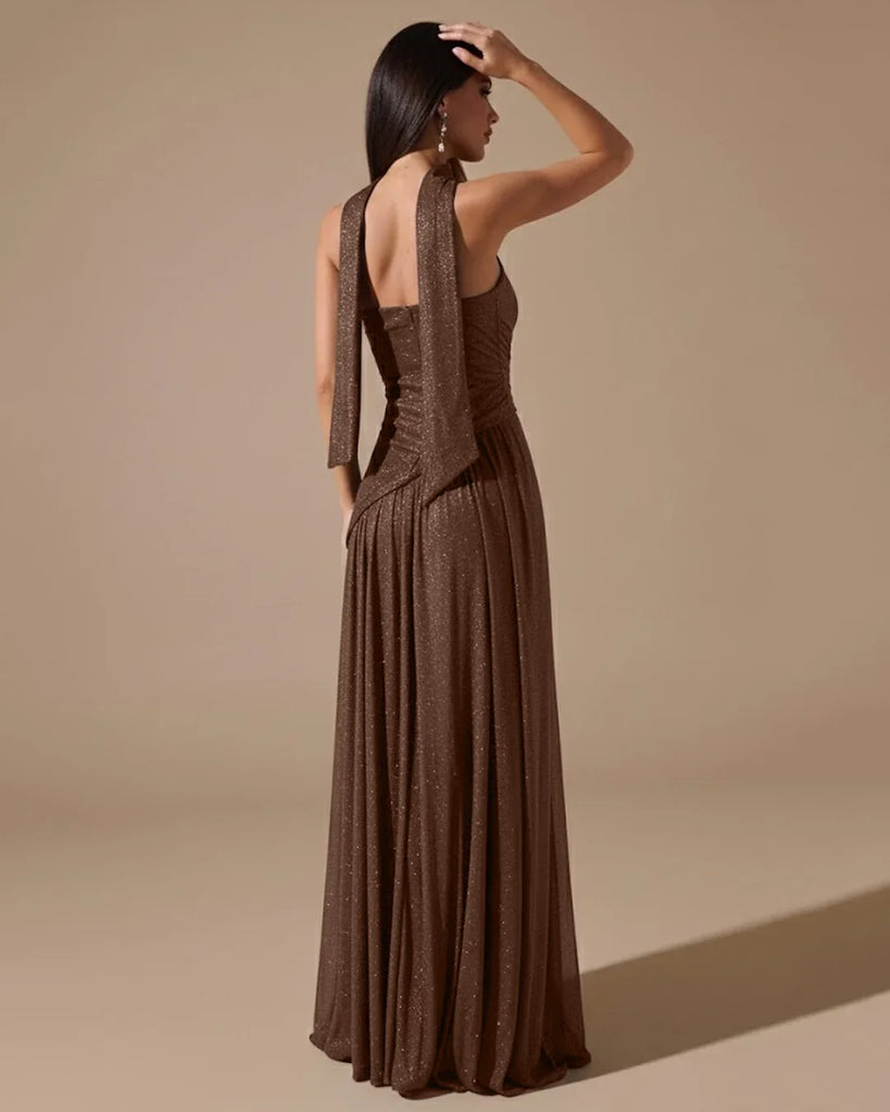 Brown Strapless High Slit Maxi Dress Littlebox India Brown Strapless High Slit Maxi Dress Littlebox India