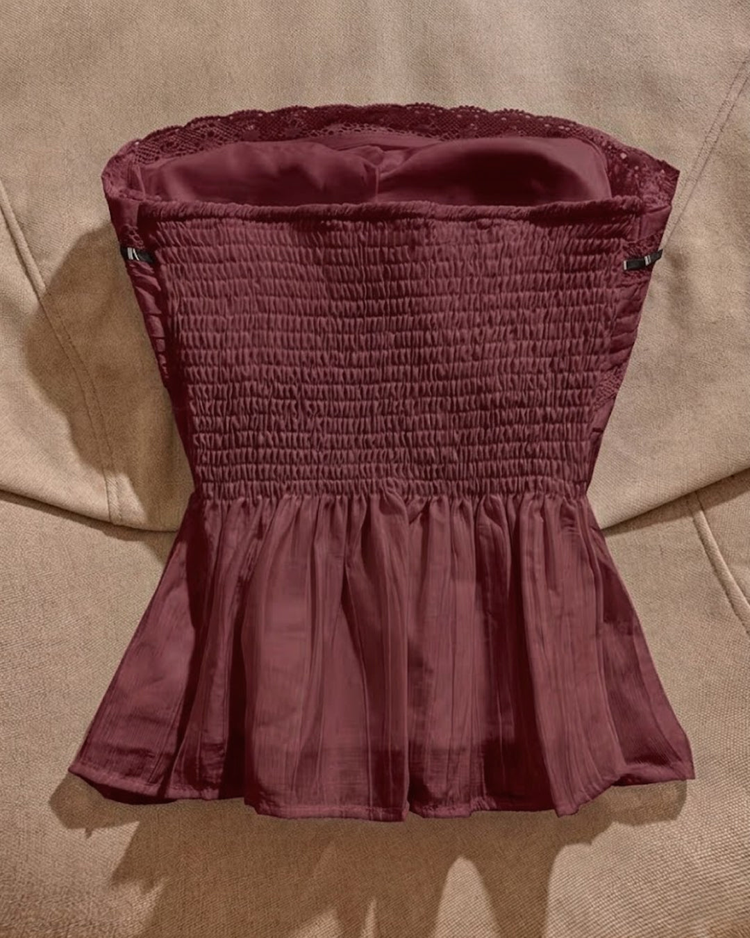 Maroon Strapless Ribbon Bow Top - Littlebox India