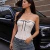 Strapless Lace Ribbon Bow Top in White On Model for Women | Littlebox India